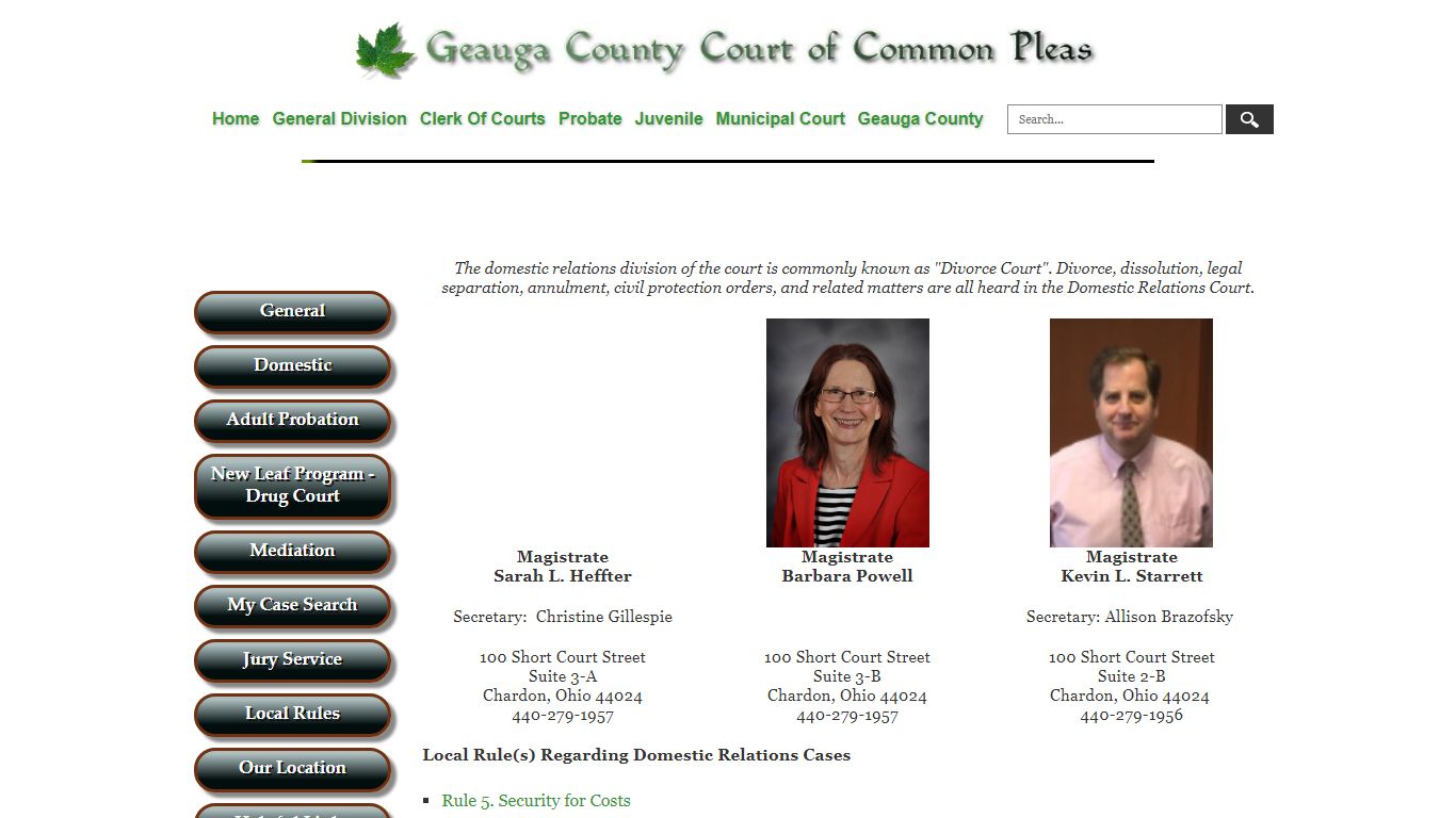 Geauga County Court of Common Pleas - Domestic Relations