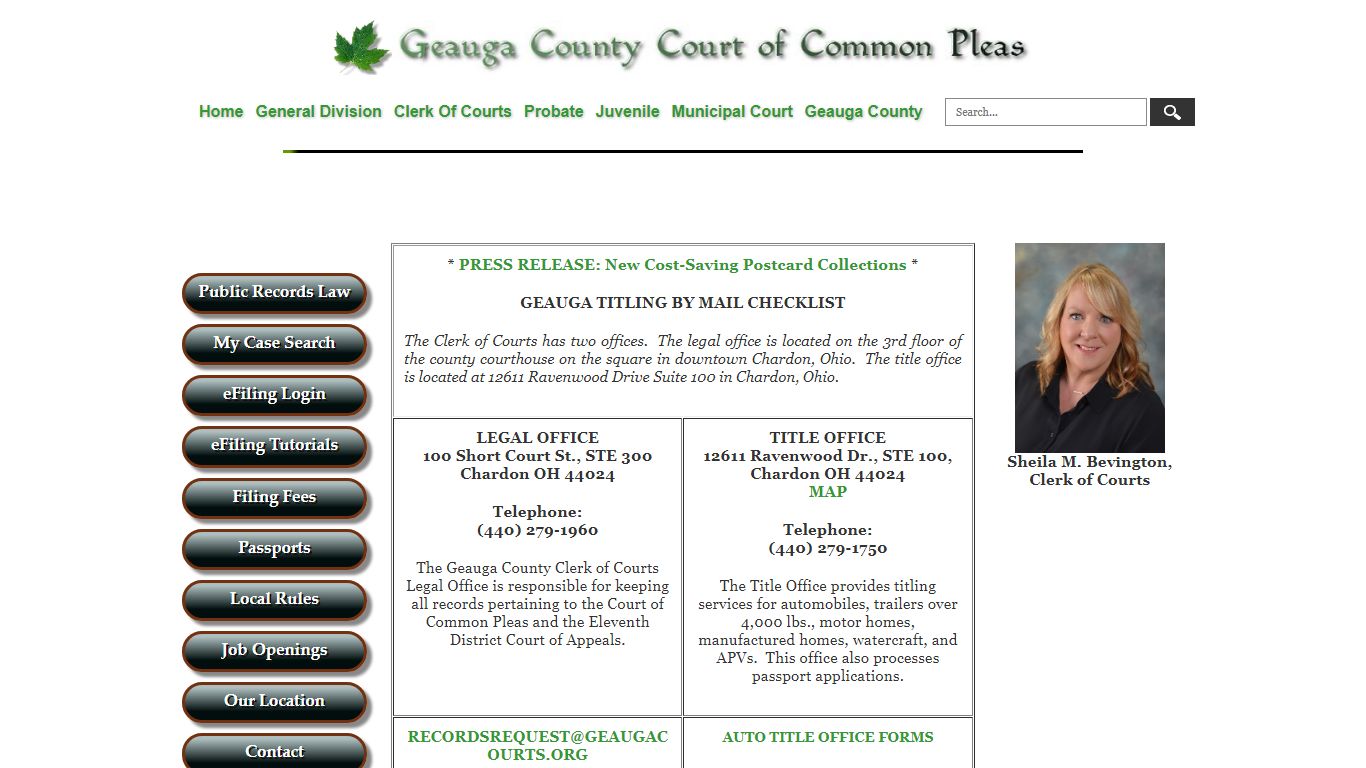 Geauga County Court of Common Pleas - Clerk Of Courts